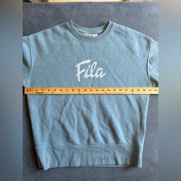 Fila Sweatshirt Womens SZ S Springlake Logo Pullover Crew Neck Light Blue Casual - Picture 7 of 8